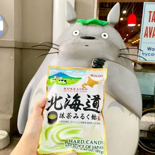 a hand holding a bag of hard candy