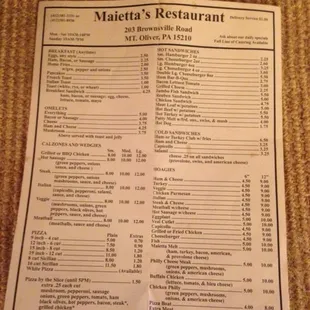 Menu part 1