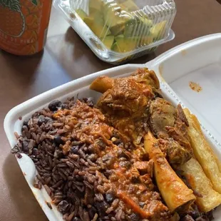 Rice and beans  Yuca  Lamb shank