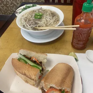 pho tai-nam and grilled pork banh mi