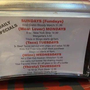 Daily Specials