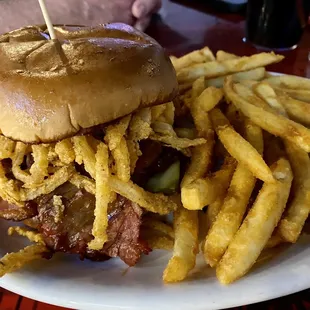 Smoked short rib sandwich &amp; fries