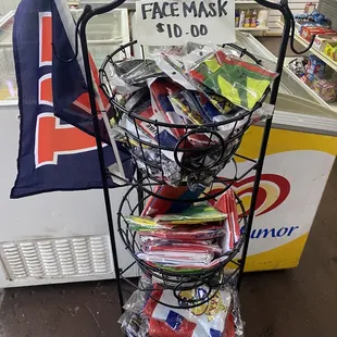 Masks and flags.
