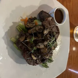 Ribeye with added mushrooms and veggies