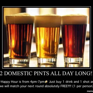 three glasses of beer