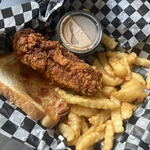 Chicken tenders, fries and Comeback Sauce