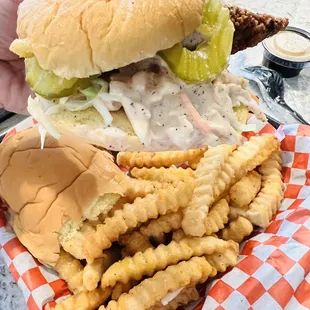 Hot chicken sliders with cole slaw meal