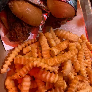 Double slider combo with crinkle fries