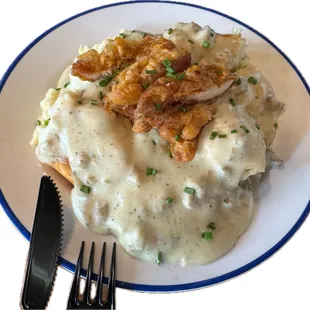 Sawmill Sausage Gravy biscuit add fried chicken