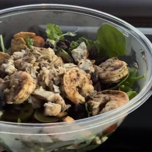 BYO Salad with Jerk chicken and Shrimp
