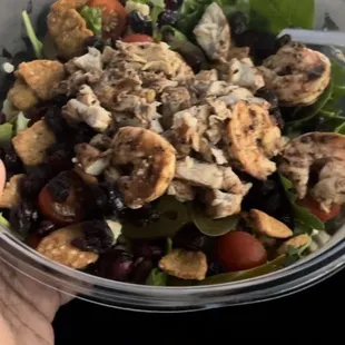 Jerk chicken and Shrimp salad