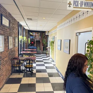 a woman sitting at a table