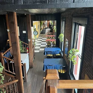 Upstairs eating area looking down