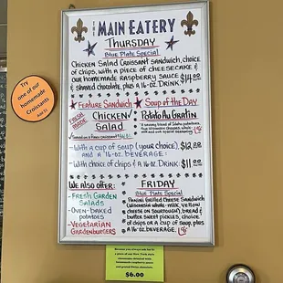 Special changes day to day, so this is just an idea of what to expect.