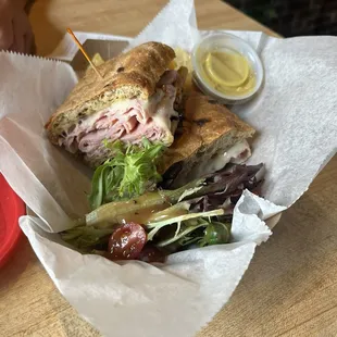 Ham and Swiss with a salad