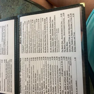 a menu on a table