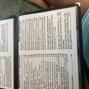 a menu on a table