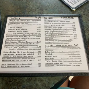 a menu on a table
