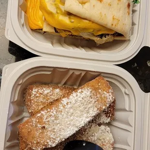 Flat Bread Breakfast Sandwich &amp; French Toast Sticks