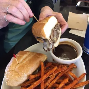 French Dip and sweet potato fries, delicious!!