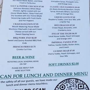 Happy hour menu