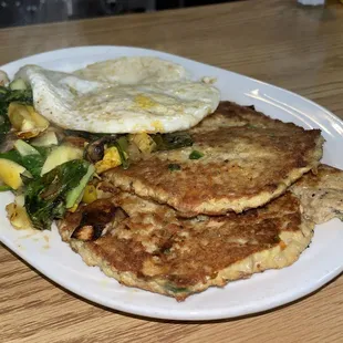 Salmon Croquette, Eggs &amp; Veggie Special (yum!)