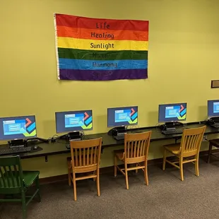 Downstairs YA room computer area.