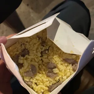 mystery meat and rice