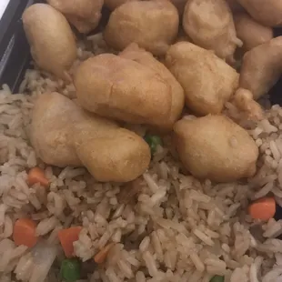 Sweet and Sour Chicken  and Vegetable Fried Rice