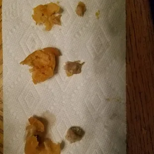 a piece of food left on a napkin