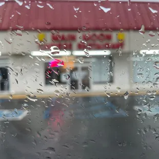 raindrops on the window of a car