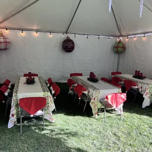 Inside the tent