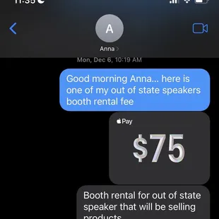 Paying for extra vendor space