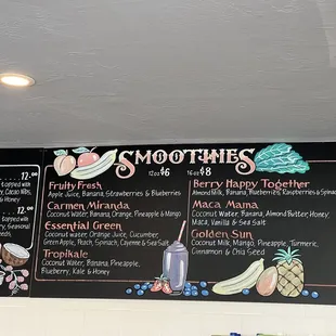 Smoothies Menu