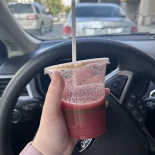 Purple rain juice w a splash of coconut water! 10/10, so good!