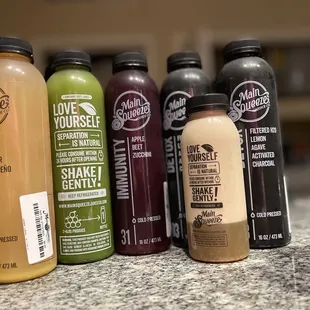 a variety of juices