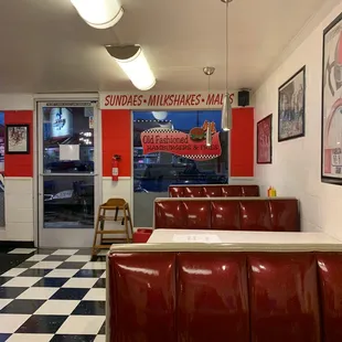 the interior of a diner