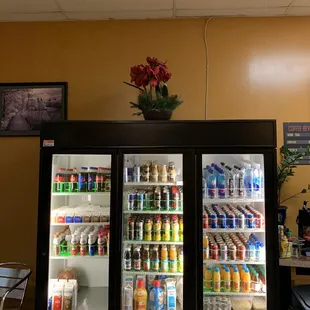 a refrigerated refrigerator in a restaurant