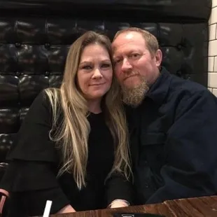 My late husband and i trying to enjoy a meal. stomach cancer took him. It was a beautiful evening though, so please smile for us.