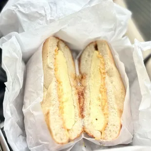 Egg &amp; Cheese Breakfast on a cheese pizza bagel