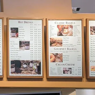 menus on the wall