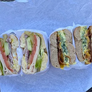 Everything Turkey Bagel Sandwich &amp; Egg, Bacon, Spinach &amp; Cheese Bagel