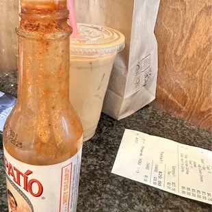 Dirty hot sauce bottle