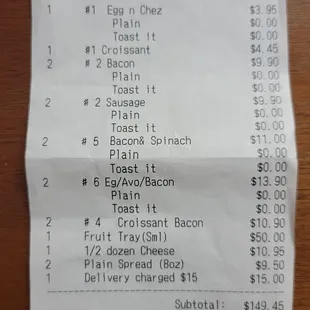 Catering and deliver order for a 6:00am breakfast.