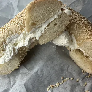Sesame Bagel with cream cheese