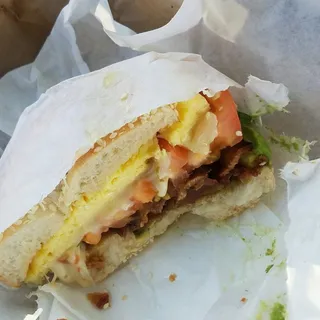 #6 Egg, Bacon, Avocado, Tomato and Pepper Jack Bagel