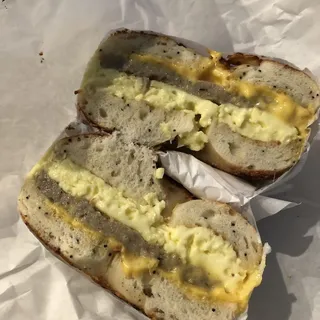 #2 SAUSAGE, EGG & CHEESE ON BAGEL