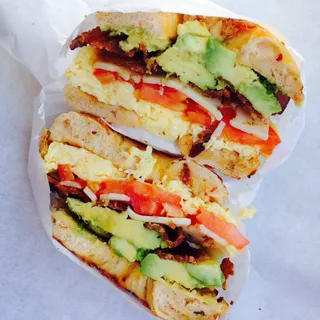 # 6 Croissant Egg, Avocado, tomato, paper jack cheese and choice of meat