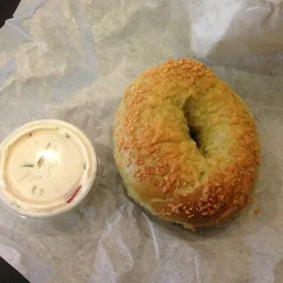 Bagel with Jalapeno spread