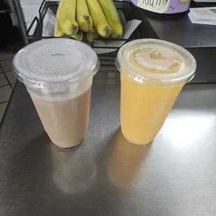 Vietnamese Ice Coffee (with no ice yet) and Fresh Squeezed Orange Juice.